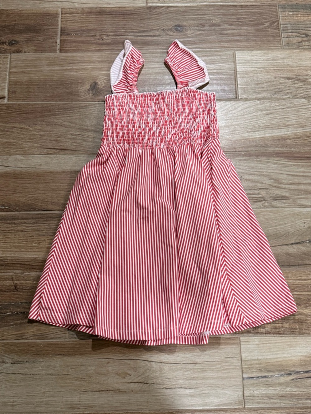 Monica + Andy Ruffle Stripe Smocked Dress